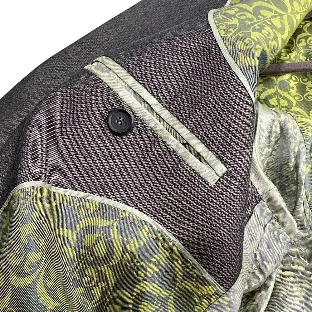 Ted Baker Two Button Jacquard Lined Blazer Gray Notched Lapel Men’s 46
